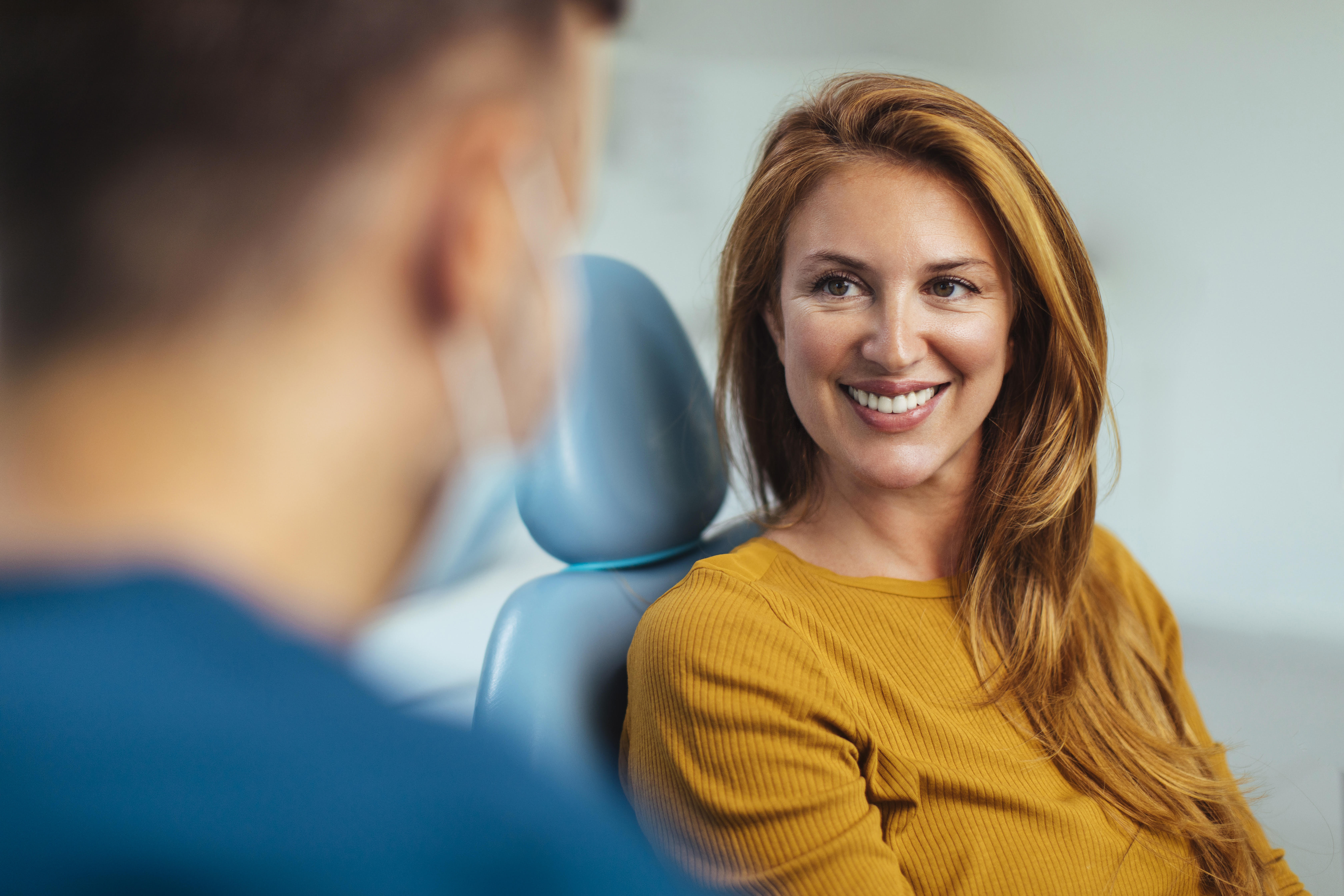 Happy patient at dentist